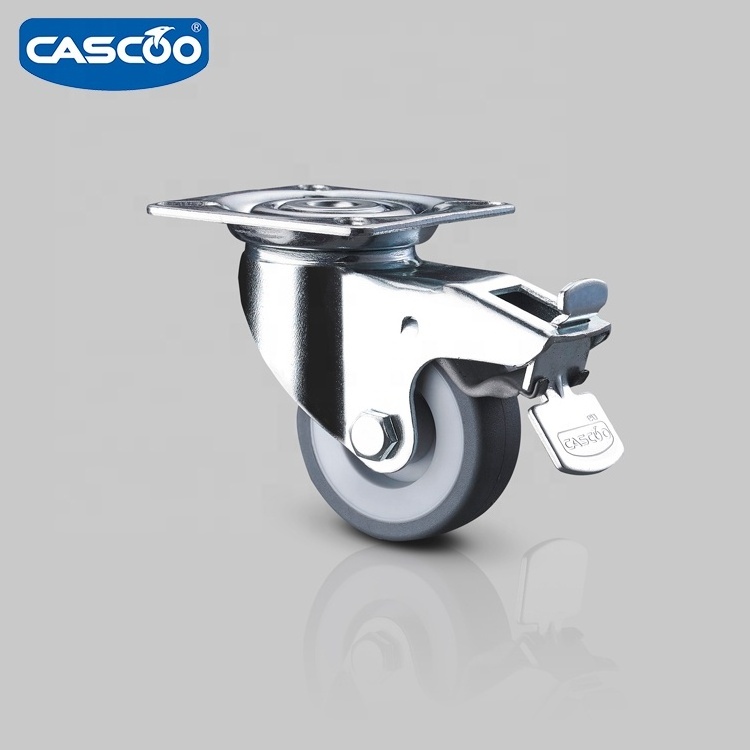 CASCOO 2.5 inch 50mm 75mm thermoplastic rubber medical furniture caster wheels and trolley castor wheels