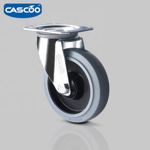 CASCOO European standard stainless steel castors Elastic Rubber caster wheel for food industry and rack trolleys