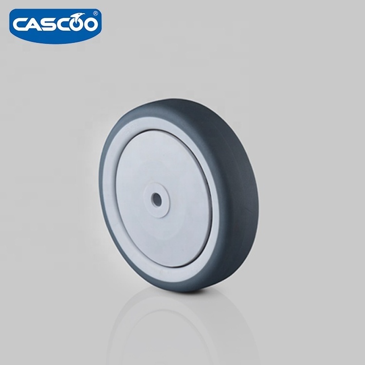 CASCOO polypropylene wheel core thermoplastic rubber tread fixed castor for  patient bed medical caster and trolley caster wheel