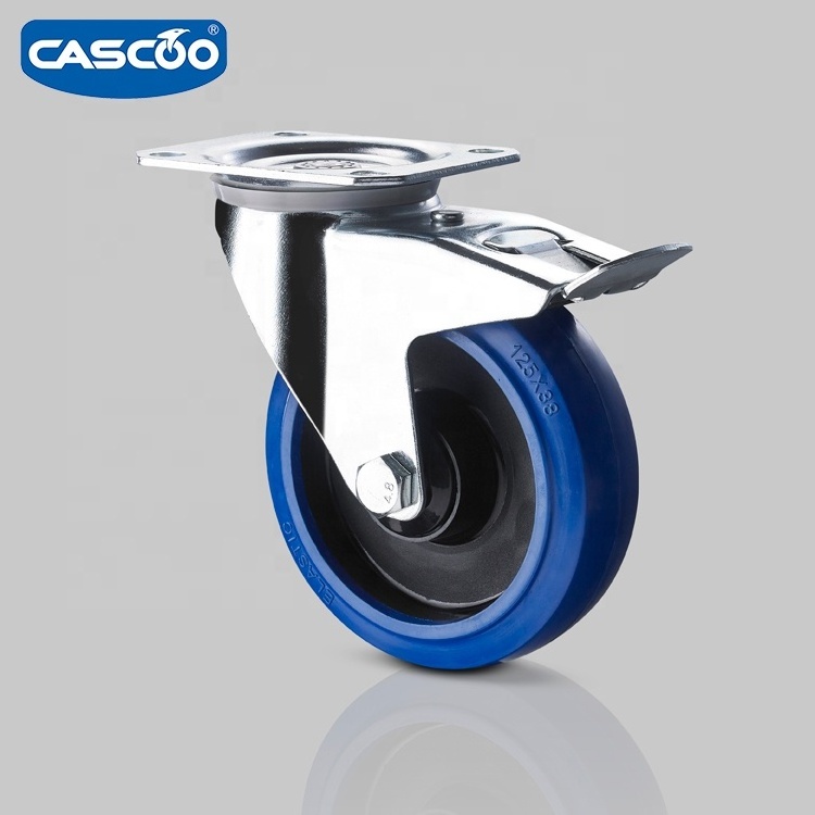 CASCOO Elastic Rubber roller bearing casters swivel trolley industrial wheel