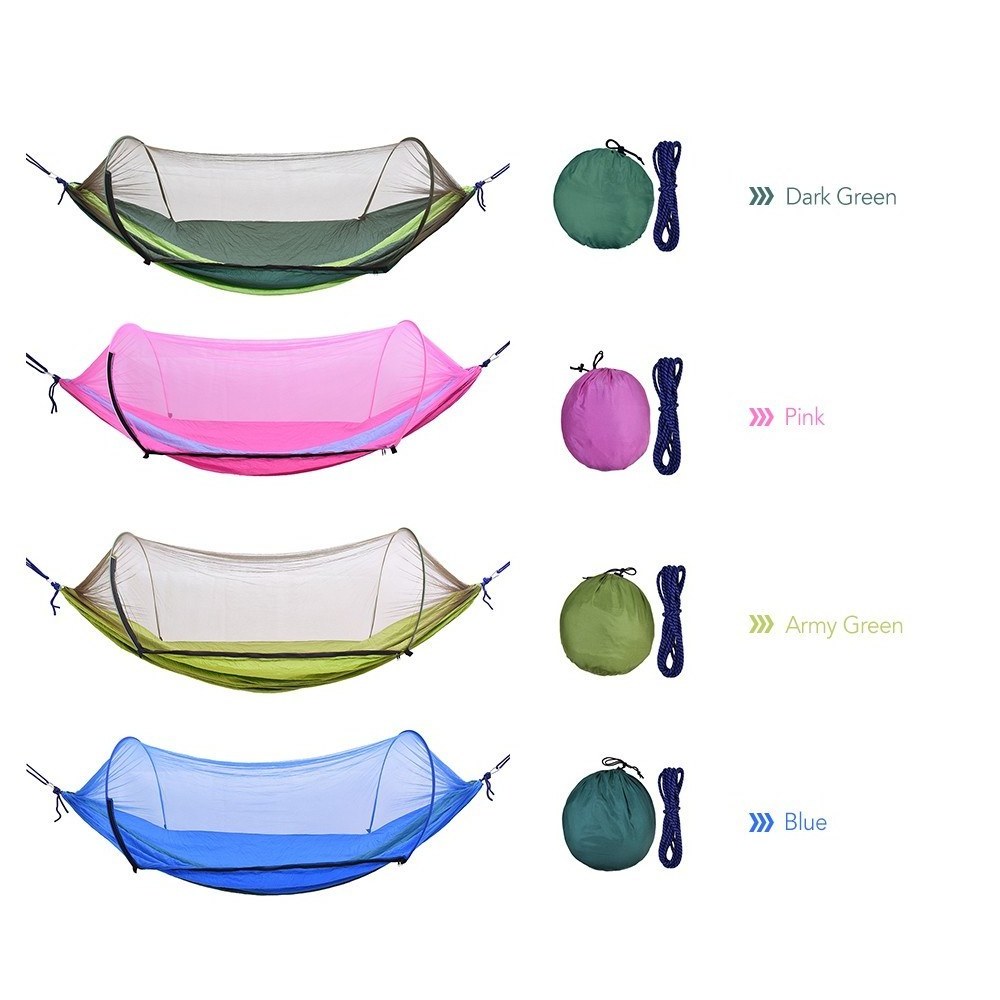 Outdoor Camping Hammock with Mesh Mosquito Bug Net Hanging Swing Sleeping Bed Tree Tent