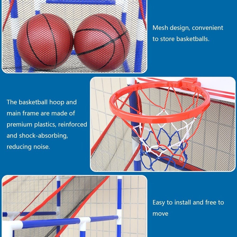 Basketball Arcade Game Indoor/Outdoor Sport Game Basketball Hoop Single Shot with 2 Basketballs Inflator for Children