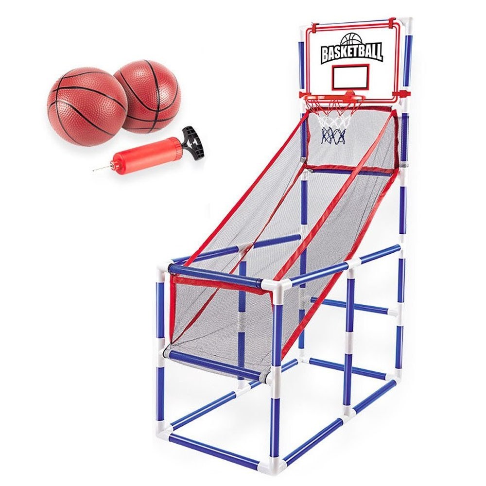 Basketball Arcade Game Indoor/Outdoor Sport Game Basketball Hoop Single Shot with 2 Basketballs Inflator for Children