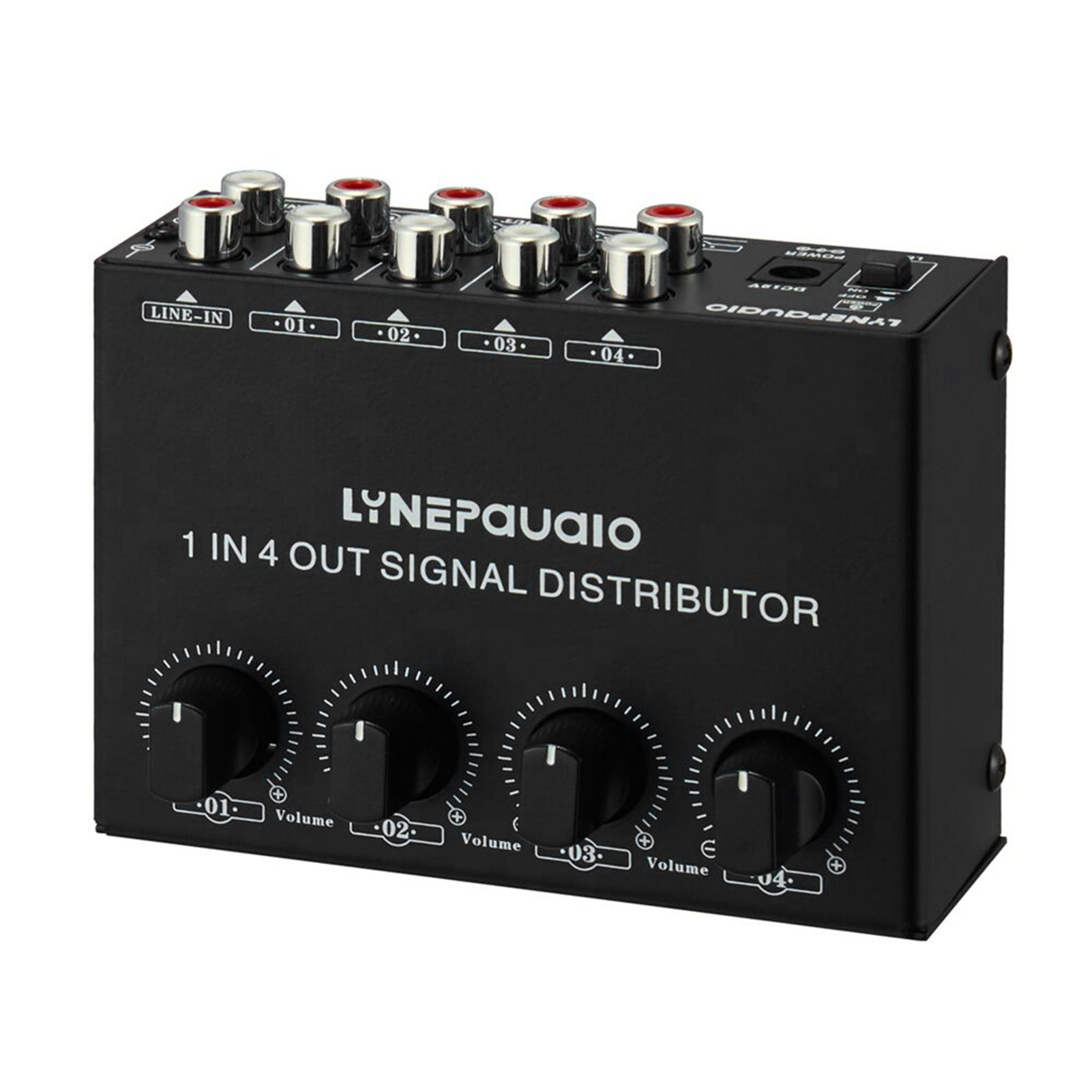 1-in-4-out Stereo Audio Amplifier Amp Signal Distributor 1 Channel Input 4 Channels Output RCA Interface Independent