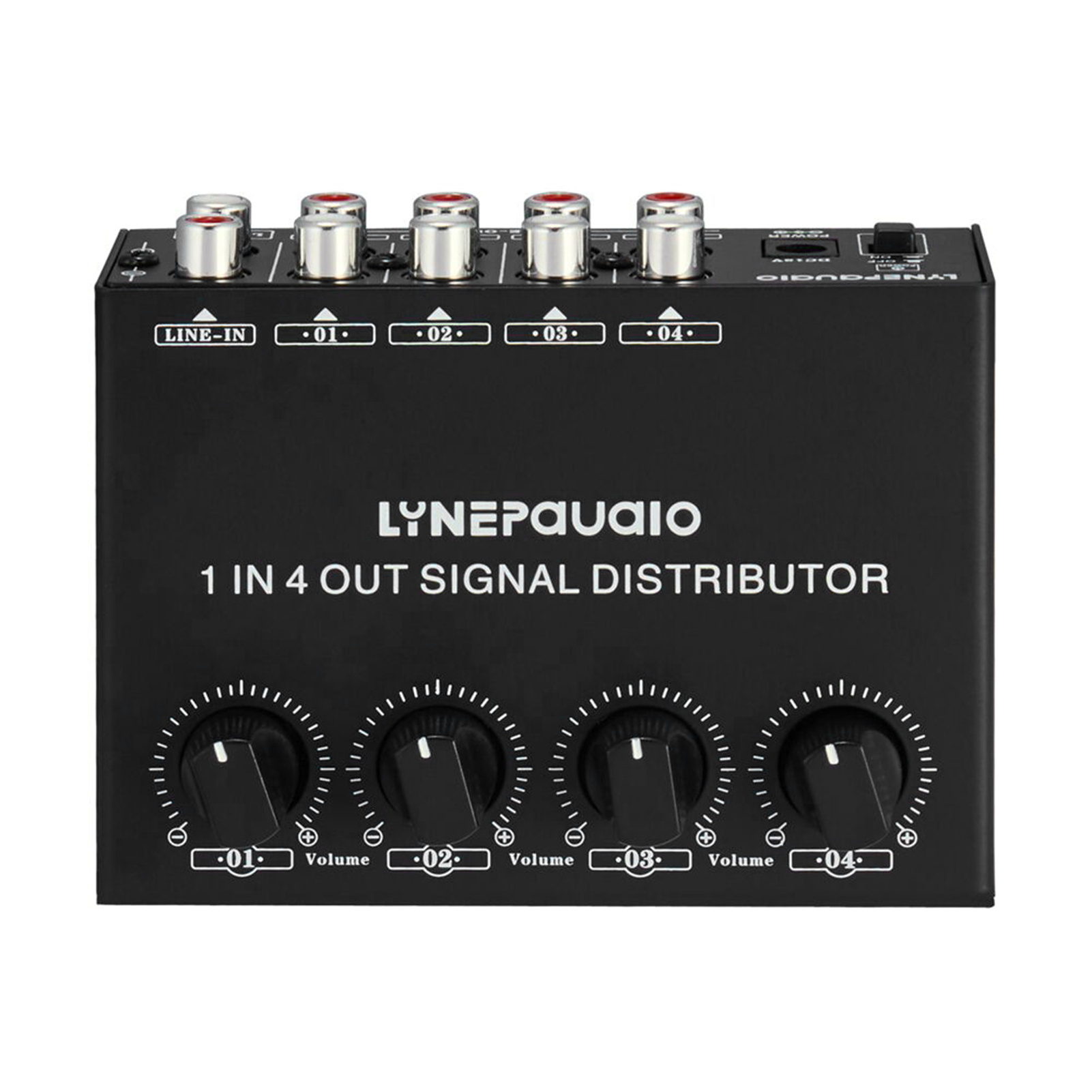 1-in-4-out Stereo Audio Amplifier Amp Signal Distributor 1 Channel Input 4 Channels Output RCA Interface Independent