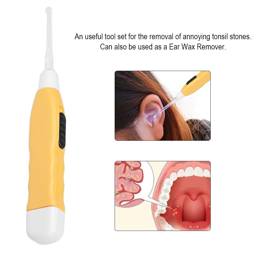 LED Light Earpick Tonsil Stone Remover Tool Earwax Remover With 3 Tips Irrigator Syringe Oral Care Tool Random Color