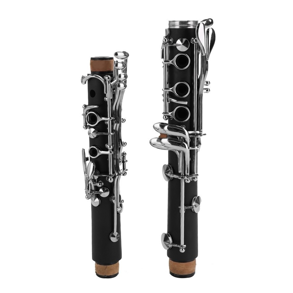 Black Clarinet ABS 17 Key bB Flat Soprano Clarinet with Cleaning Cloth Gloves Reed Screwdriver Case Woodwind Instrument