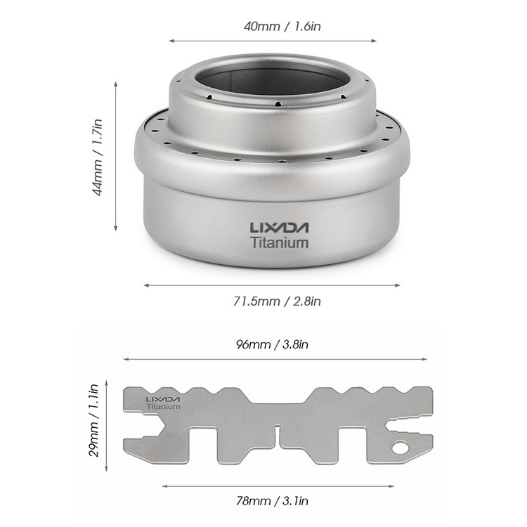 Portable Mini Titanium Alcohol Stove with Lid Cross Stove Stand Rack Outdoor Camping Hiking Backpacking Cooking Alcohol Stove