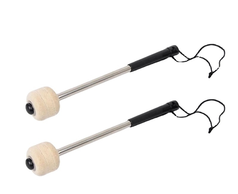 Bass Drum Mallet Felt Head Percussion Mallets Timpani Sticks Hanging Rope Hard Metal Drum Sticks Musical Instrument