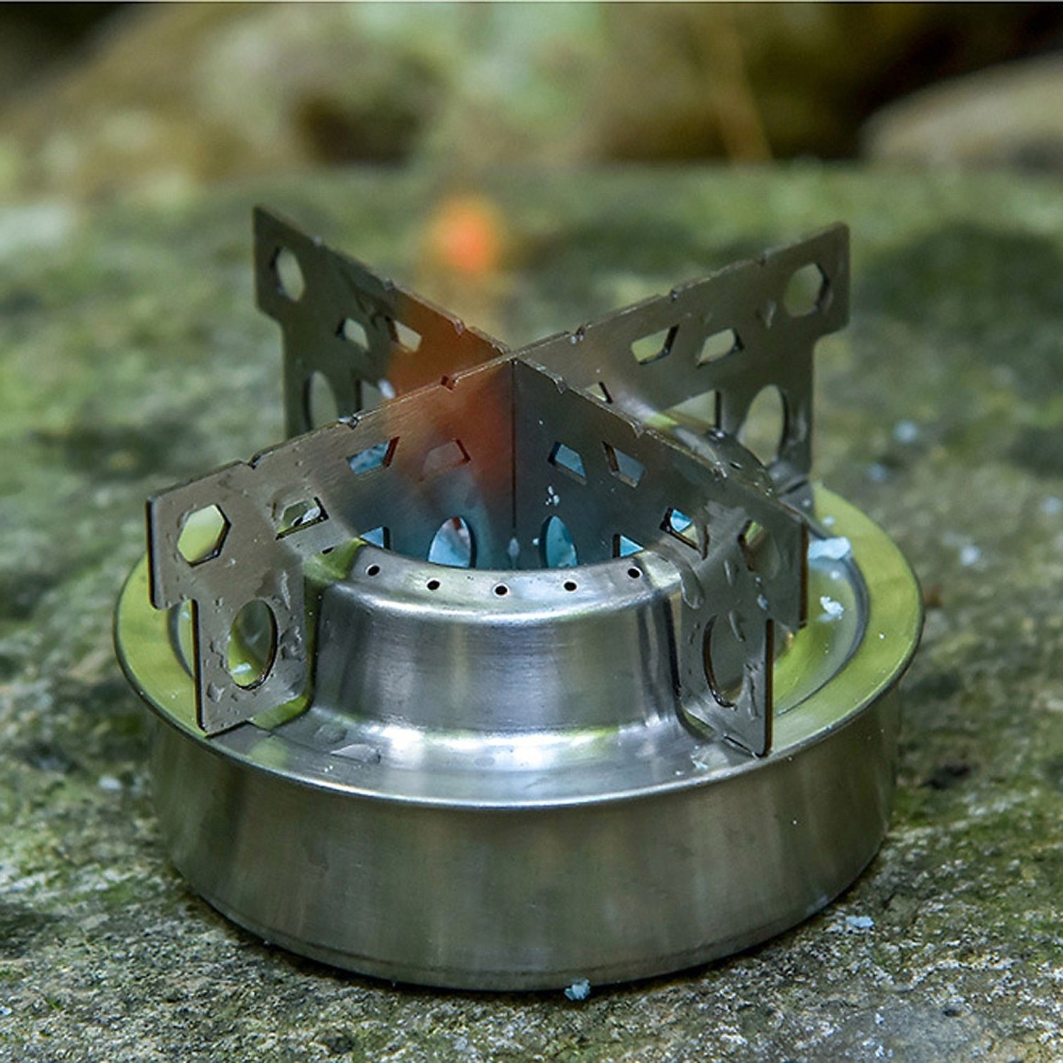 Outdoor Camping Titanium Mini Alcohol Stove with Cross Stand Stove Rack Support Stand