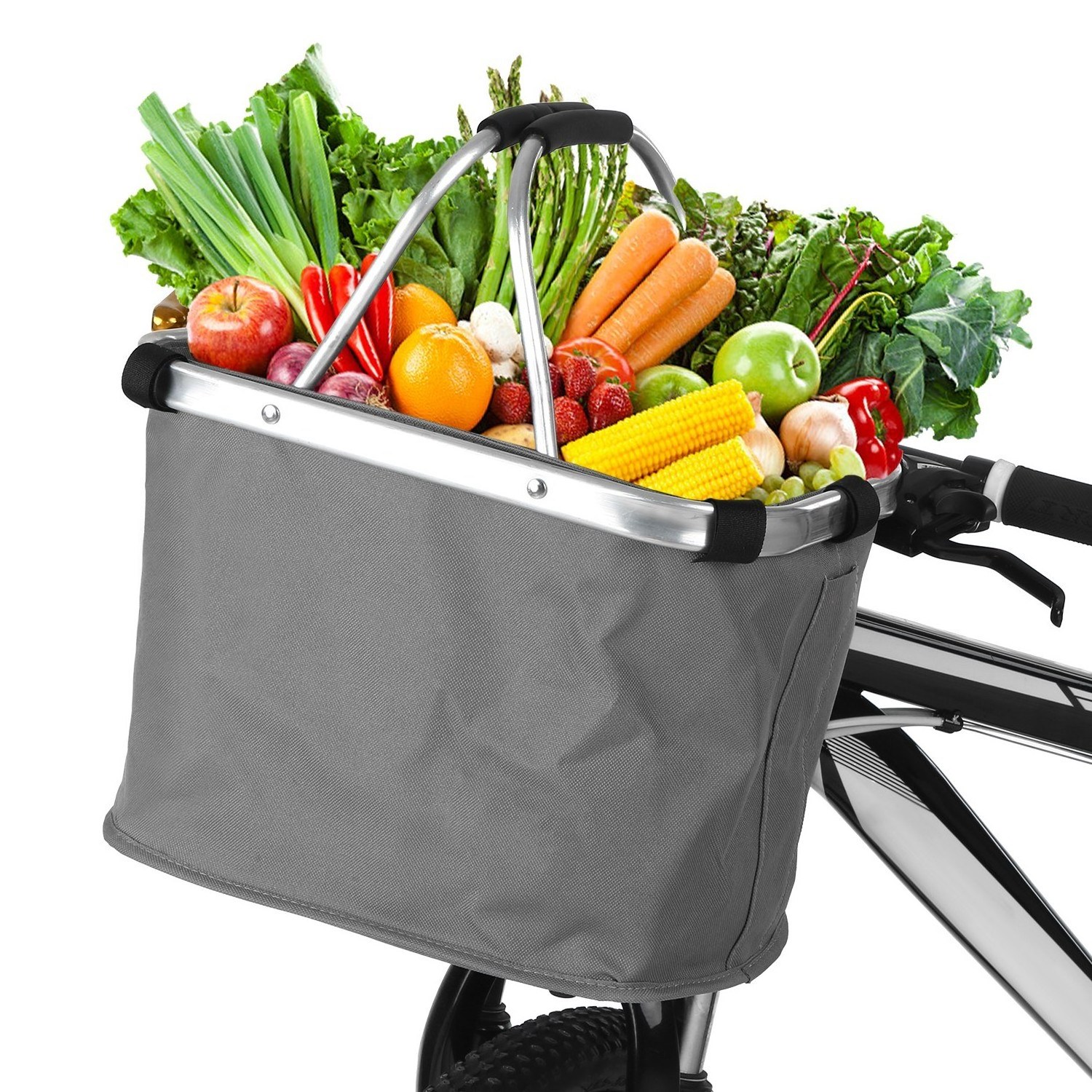 Collapsible Bike Basket Detachable Bicycle Handlebar Front Basket Bag Pet Carrier Bag for Shopping Commuting