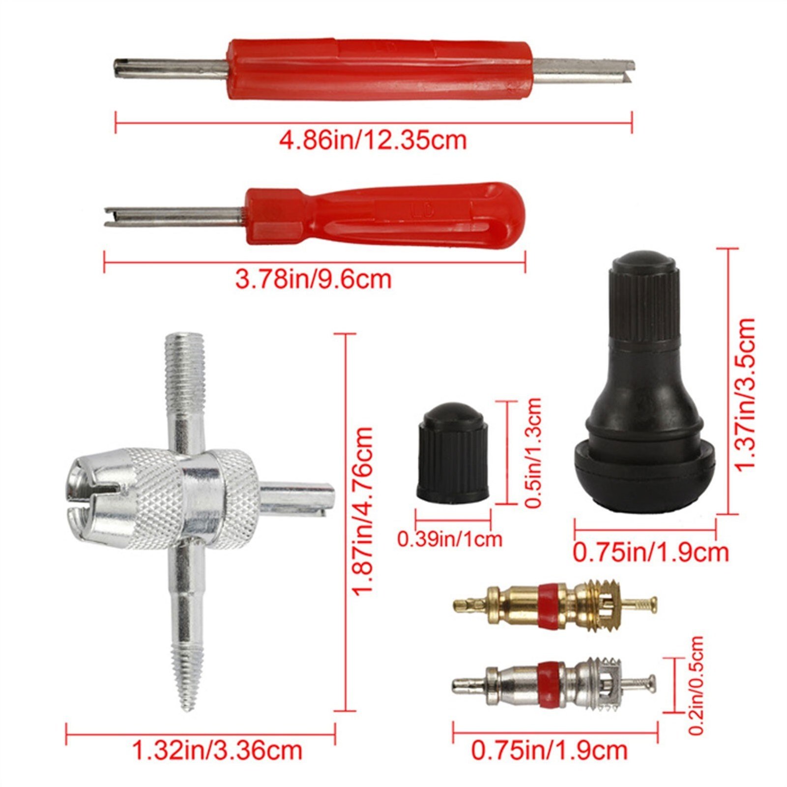 54Pcs Tire Valve Stem Installation Remover Repair Tools Kit Car Valve Core Puller