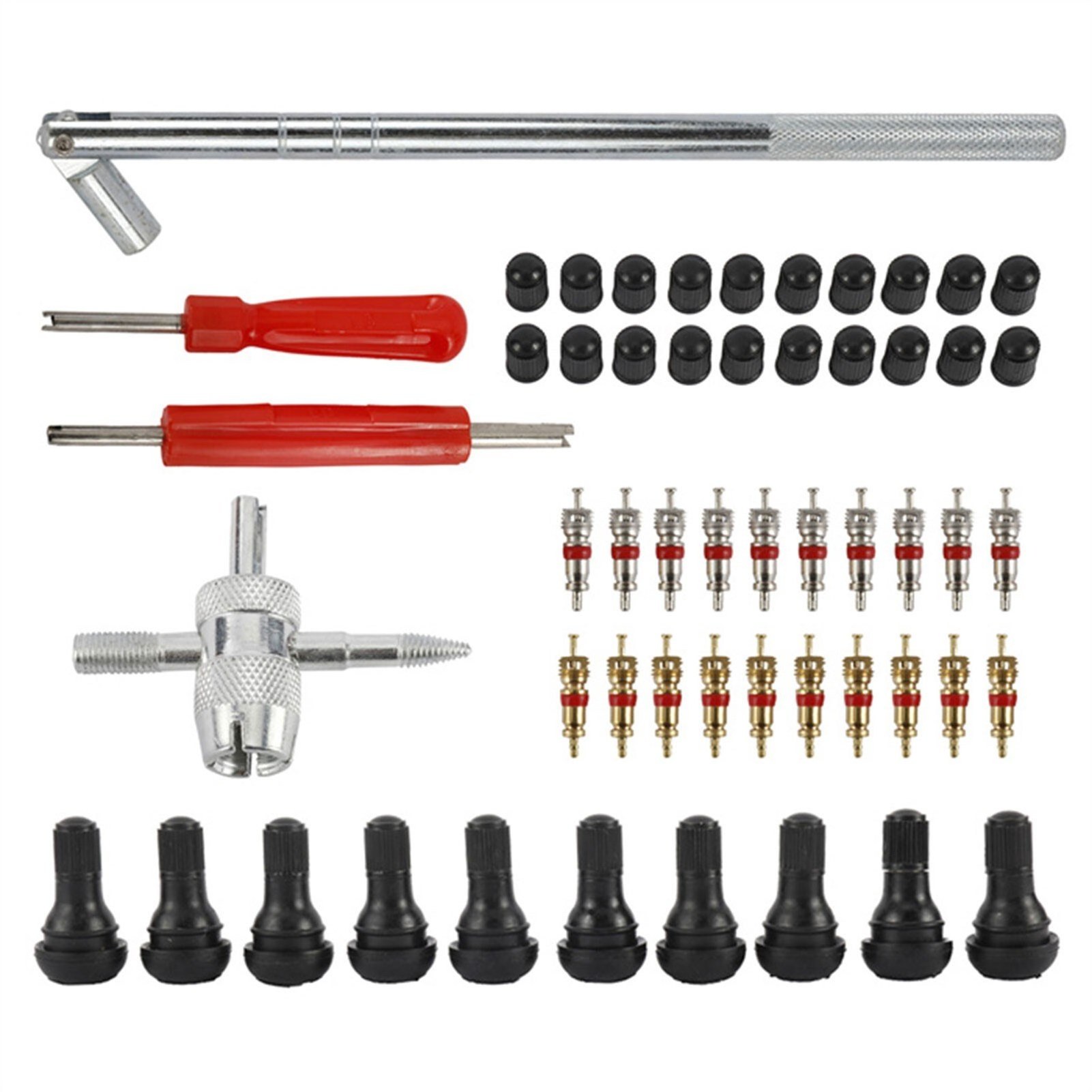 54Pcs Tire Valve Stem Installation Remover Repair Tools Kit Car Valve Core Puller