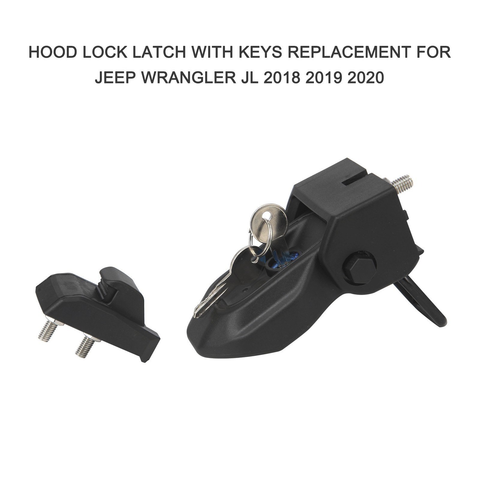 Hood Lock Latch With Keys Anti-theft Hood Catch Lock Kit Replacement for Jeep Wrangler JL 2018 2019 2020