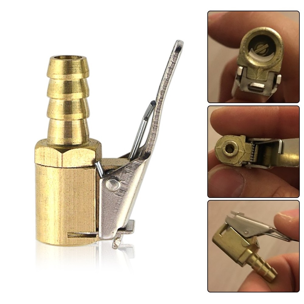 1PCS Car Auto Zinc Alloy 8mm Tyre Wheel Tire Air Chuck Inflator Pump Valve Clip Clamp Connector Adapter for Cars