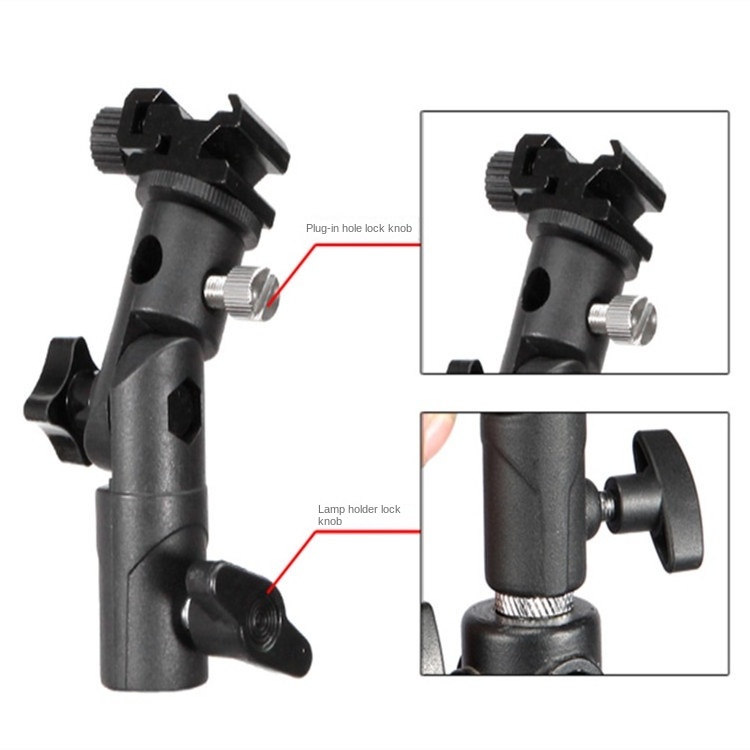 E Type Universal Metal Flash Bracket Hot Shoe Speedlite Umbrella Holder Light Stand With 1/4