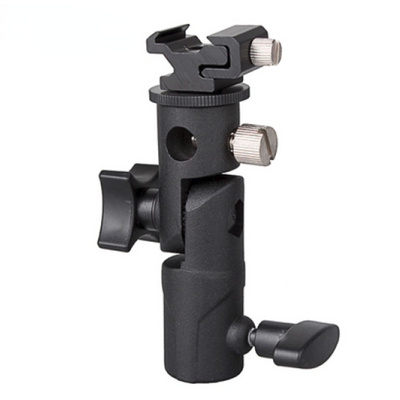 E Type Universal Metal Flash Bracket Hot Shoe Speedlite Umbrella Holder Light Stand With 1/4" to 3/8" Screw Mount Swivel Adapter