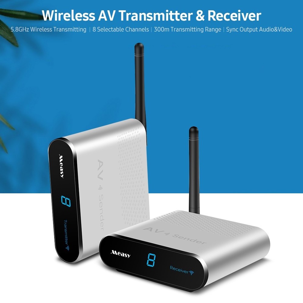 AV530 Wireless AV Transmitter&Receiver 5.8GHz 8 Channel Audio Video Sender Receiver Streaming DVD to TV Up to 300m, EU Plug