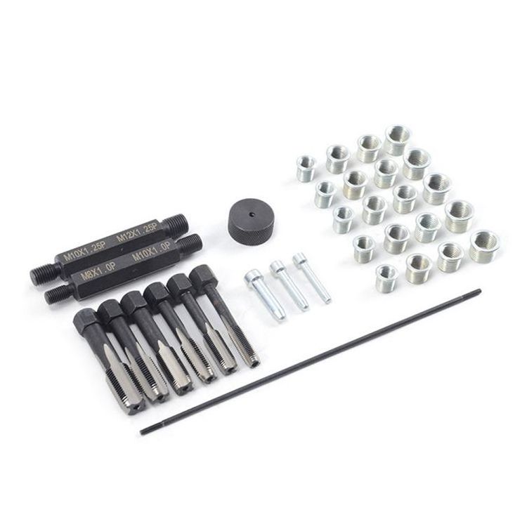 33PCS GLOW plug thread repair kit, steel thread repair tool cylinder head shining plug tap thread