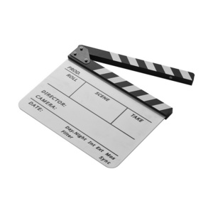 Dry Erase Acrylic Director Film Clapboard Movie TV Cut Action Scene Clapper Board Slate with Marker Pen, Color Stick, White