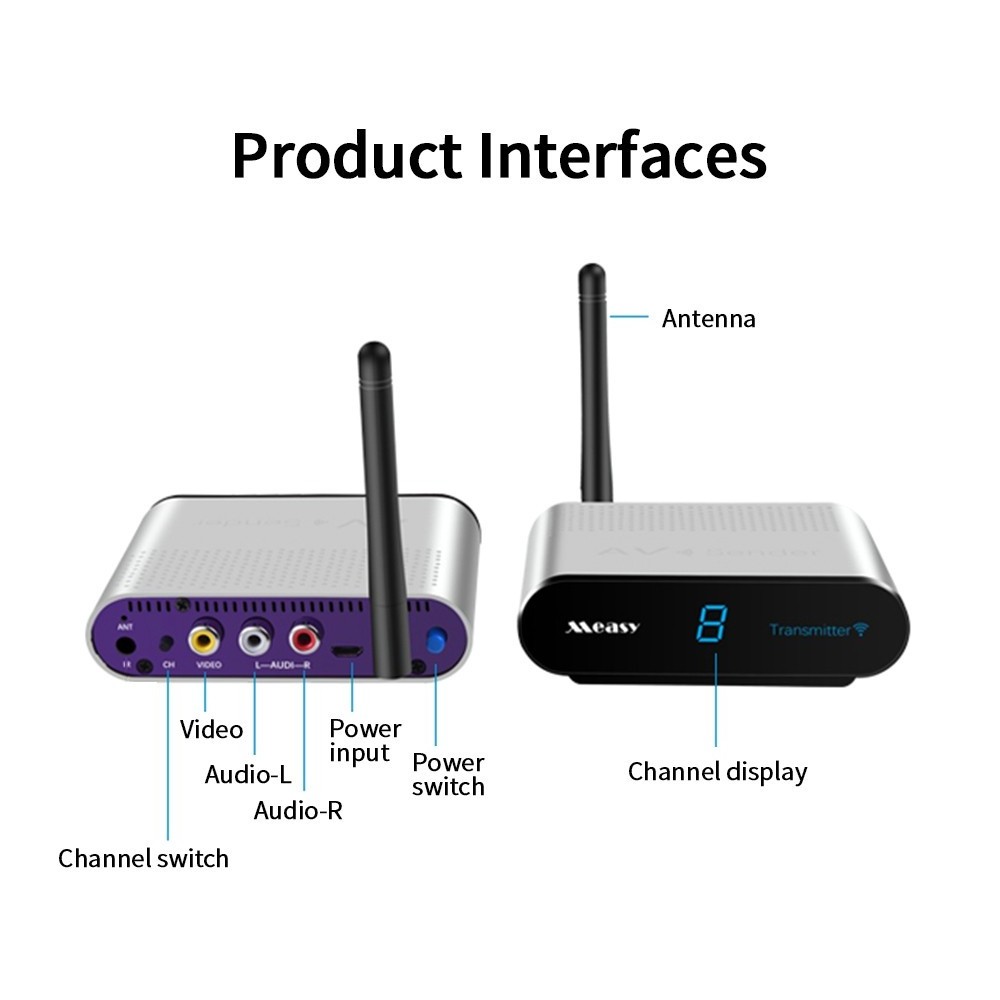 AV530 Wireless AV Transmitter&Receiver 5.8GHz 8 Channel Audio Video Sender Receiver Streaming DVD to TV Up to 300m, EU Plug