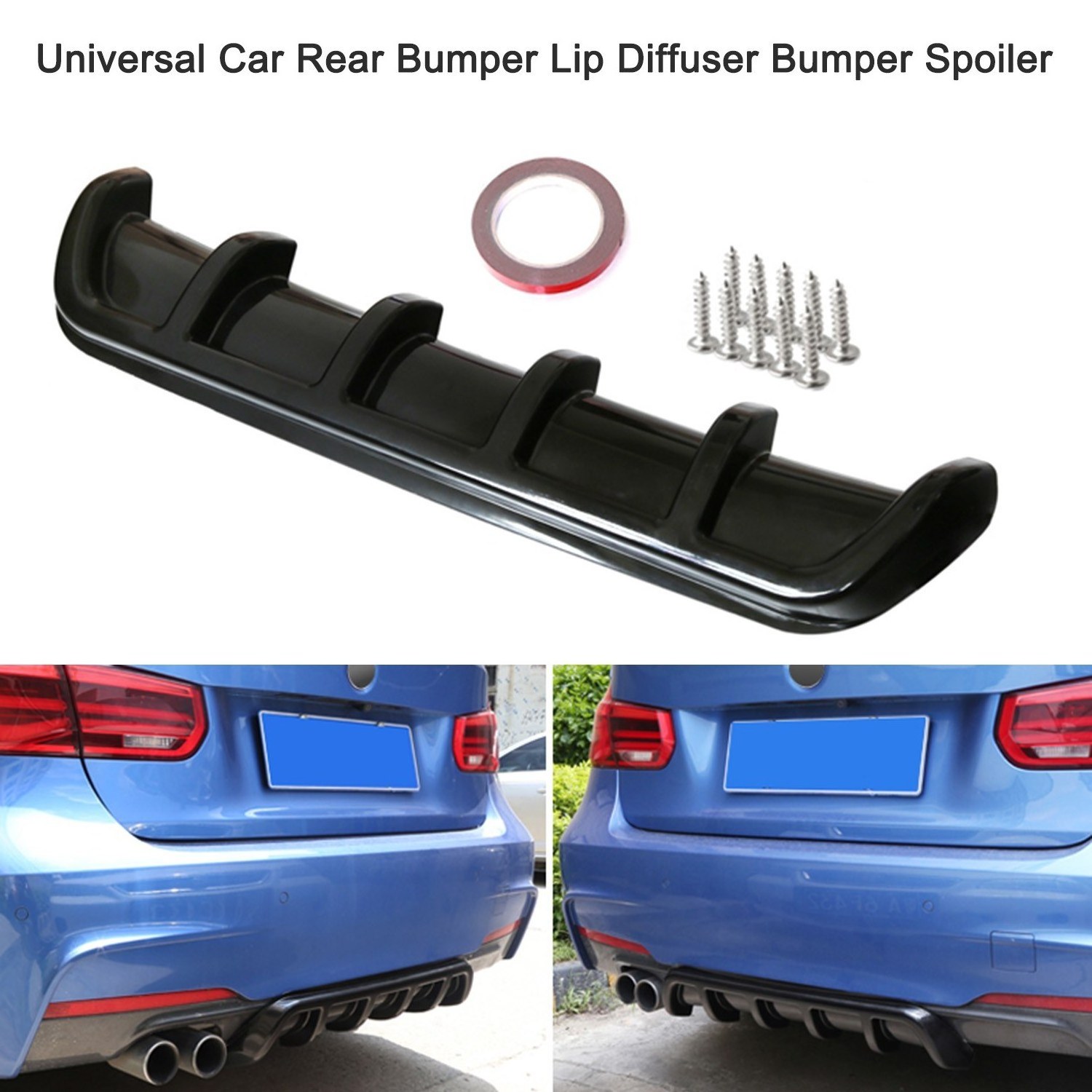 Universal Car Rear Bumper Lip Diffuser 6 Fin Shark Fin Style Car Back Bumper Spoiler Lip Splitter