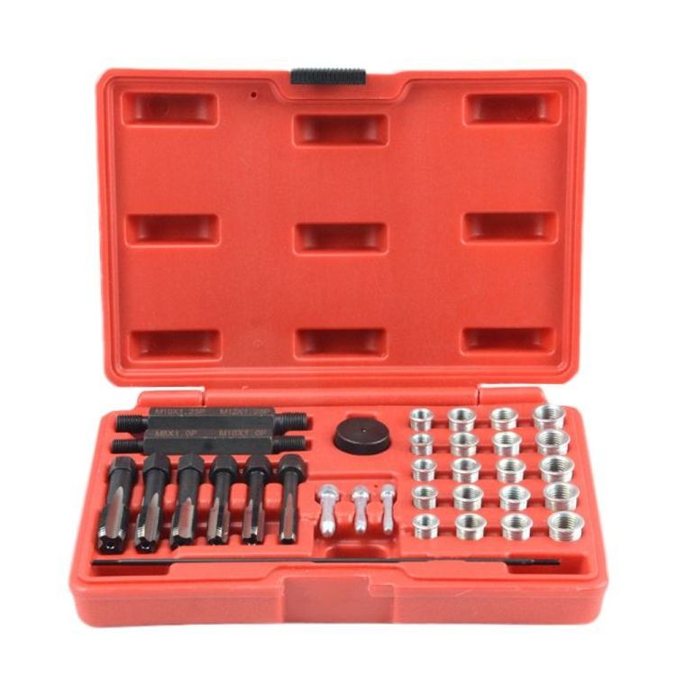 33PCS GLOW plug thread repair kit, steel thread repair tool cylinder head shining plug tap thread