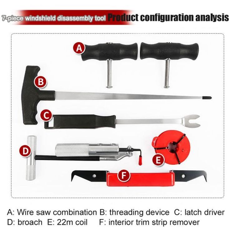 Professional Car Windscreen Removal Tool Kit Car Windshield Replacement Tools Set Automotive Wind Glass Remover Auto Glass Disas