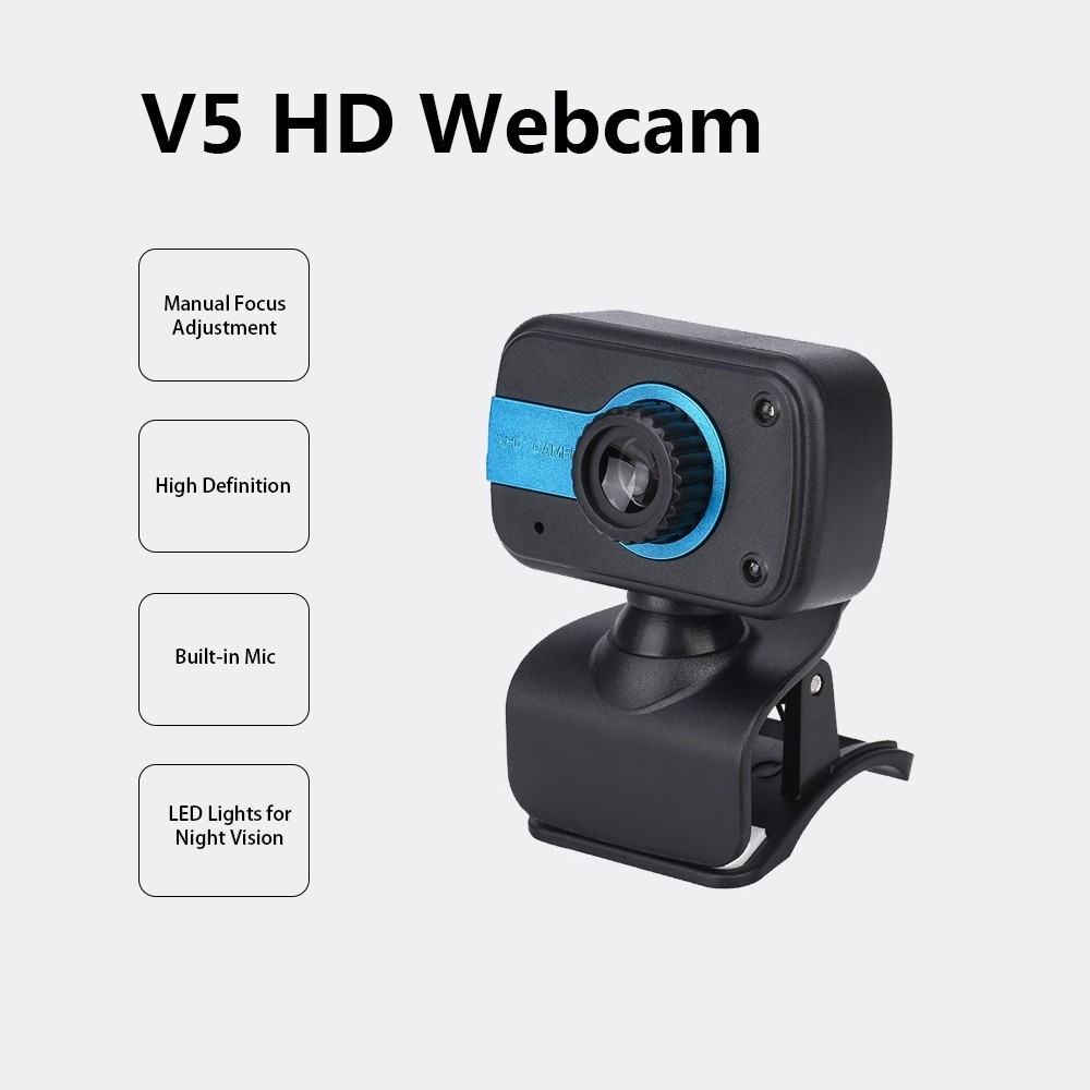 Portable HD Webcam 480P 30fps Camera with Mount Clip Built-in Microphone Notebook Laptop PC Desktop Computer Web Video Camera US