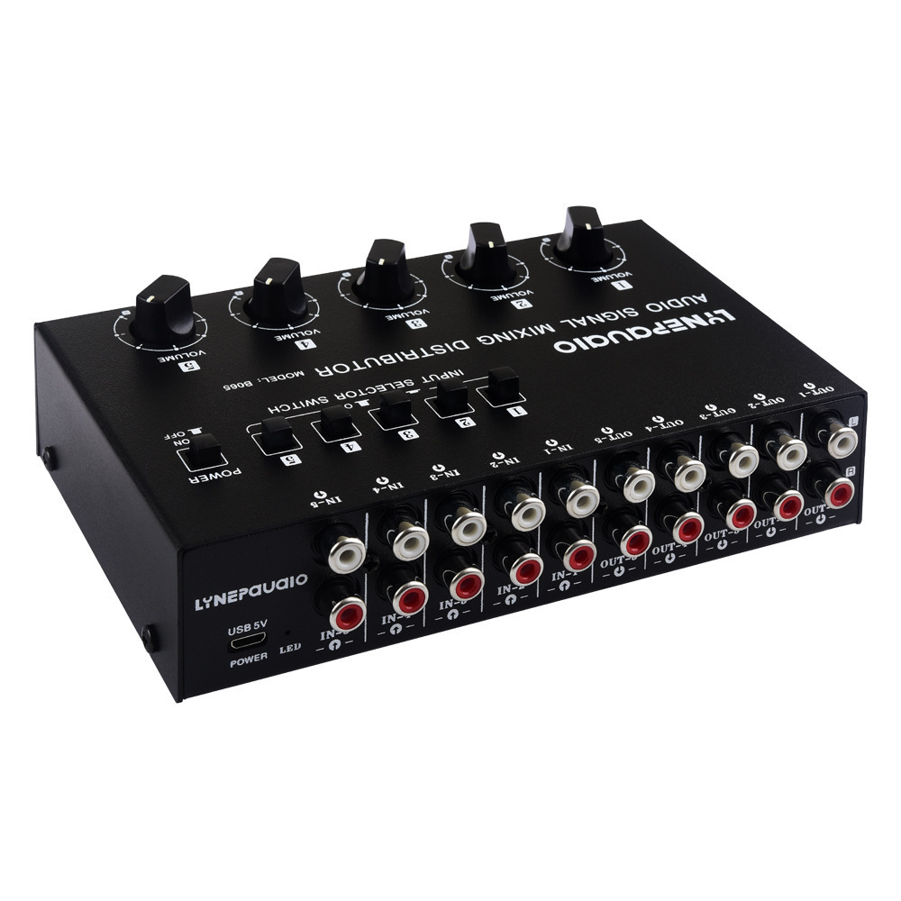 5 In 5 Out Audio Frequency Signal Select Sound Mixing Distribute Device/Input Independent Switch/ RCA Interface