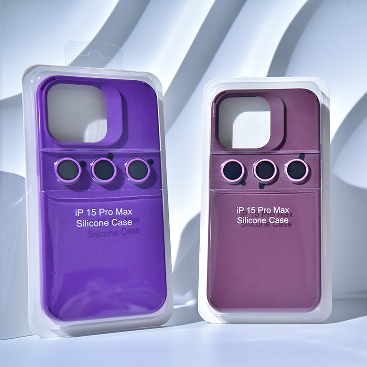 Wholesale Solid Color Case for iphone 15 14 Camera Lens Film Silicone Shockproof Phone Cover for iphone 15 pro max 14