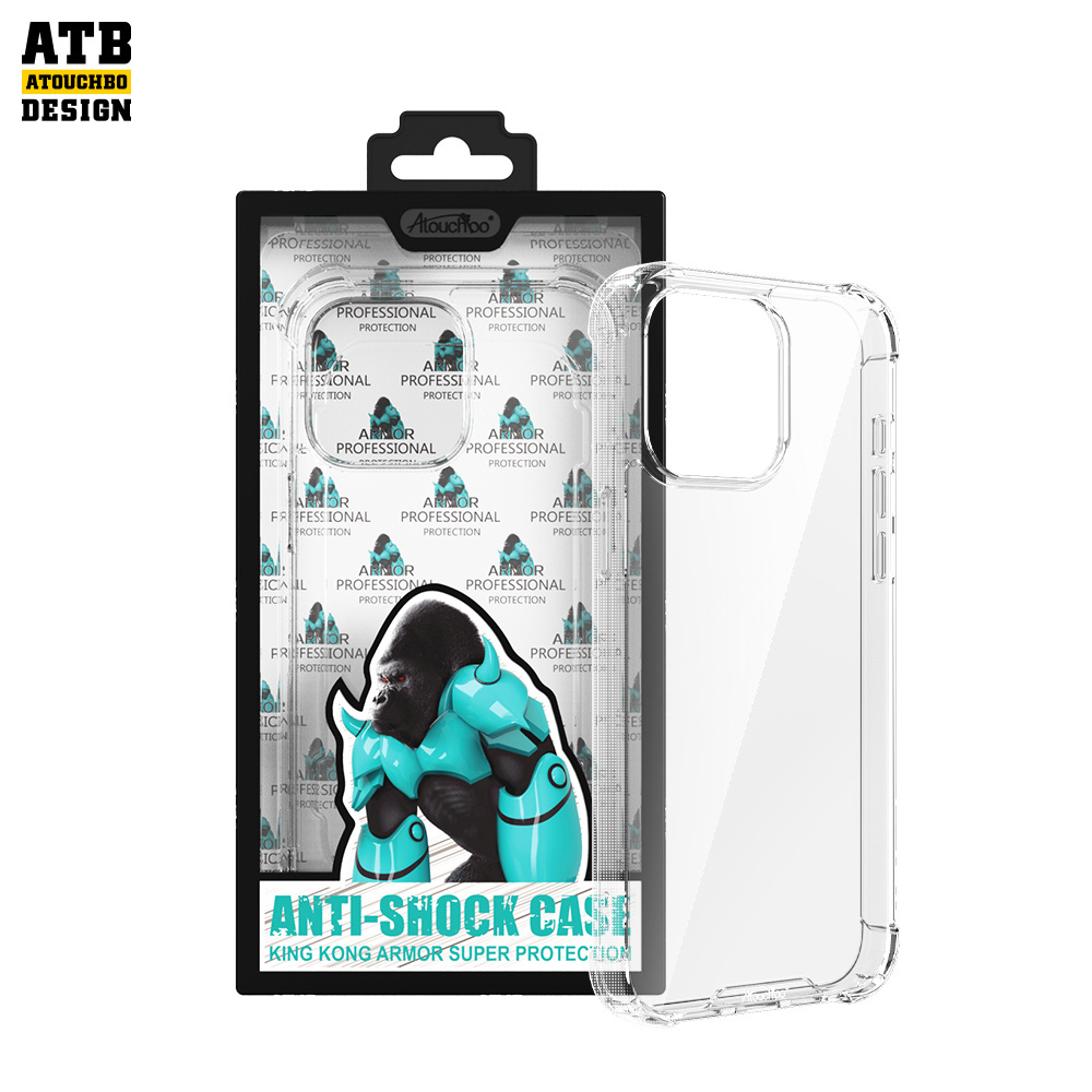 ATB King Kong Transparent Clear Anti Yellow Mobile Phone Back Cover for iPhone 15 pro max 14 13 case