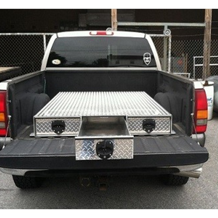 Aluminum Storage Truck Tool Box with Shelf and Drawers for Trailer and Pickup Sliver