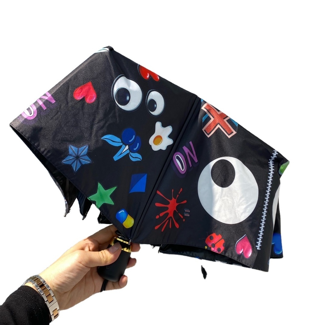 High End UV Cut EYE THEME Colorful Graffiti  Auto Open Sunny And Rainy Umbrella