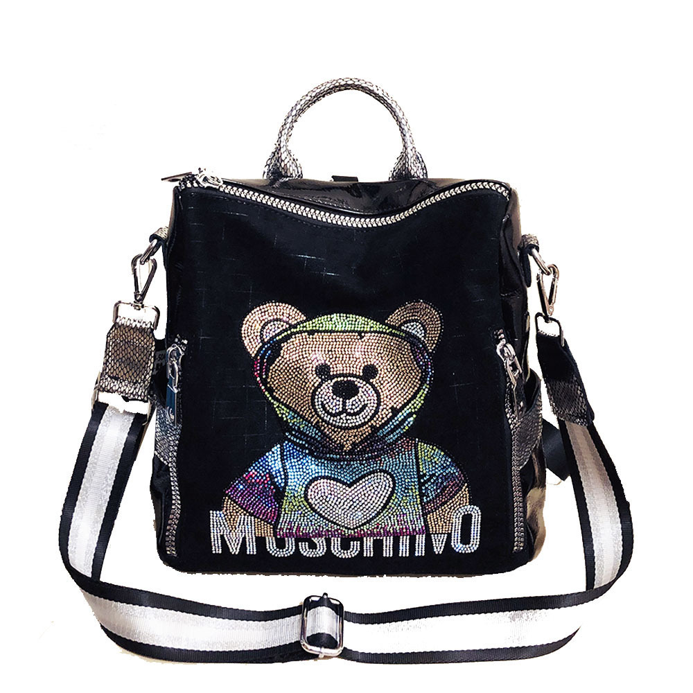 High End Kaishilan Locomotive Cool Girl Backpack Travel Bag With Hot Drill Crystal Hip Pop Backpack