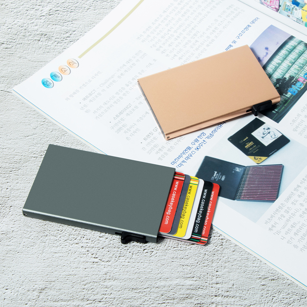 Dropshipping Slim Metal Aluminum Pop Up Smart Wallet Rfid Protection Minimalist Slim Stainless Steel Business Credit Card Holder