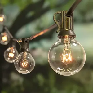 100ft G40 String Lights 100 Edison Style Globe Bulbs Black Wire Connectable Outdoor Led Light String