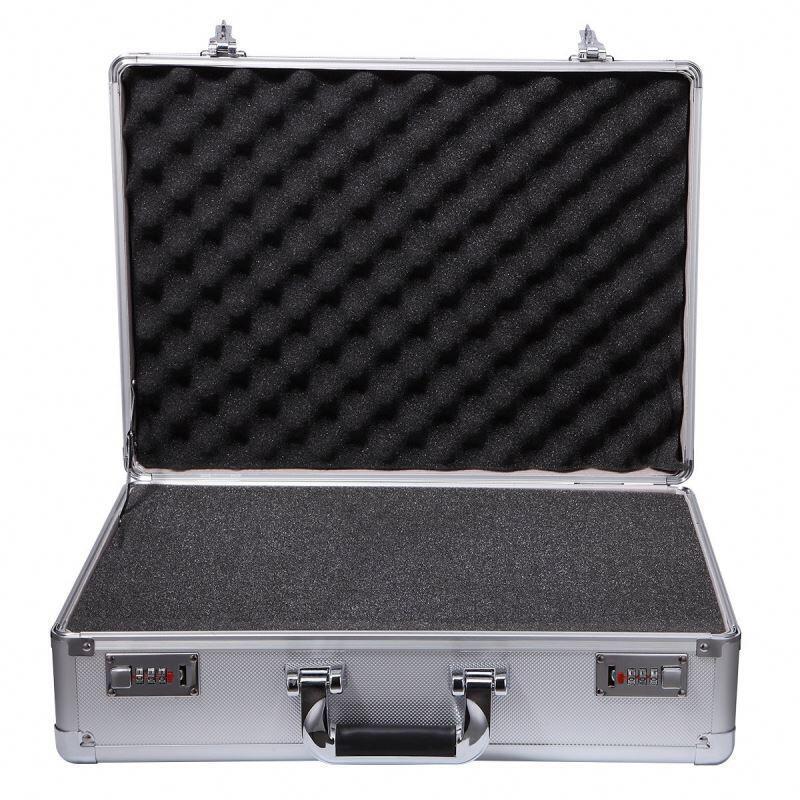 Custom Metal Aluminium Tool Carrying Cases with Wheel, Silk-screen Printing Logo Flight Aluminum Rolling Tool Box Case Black