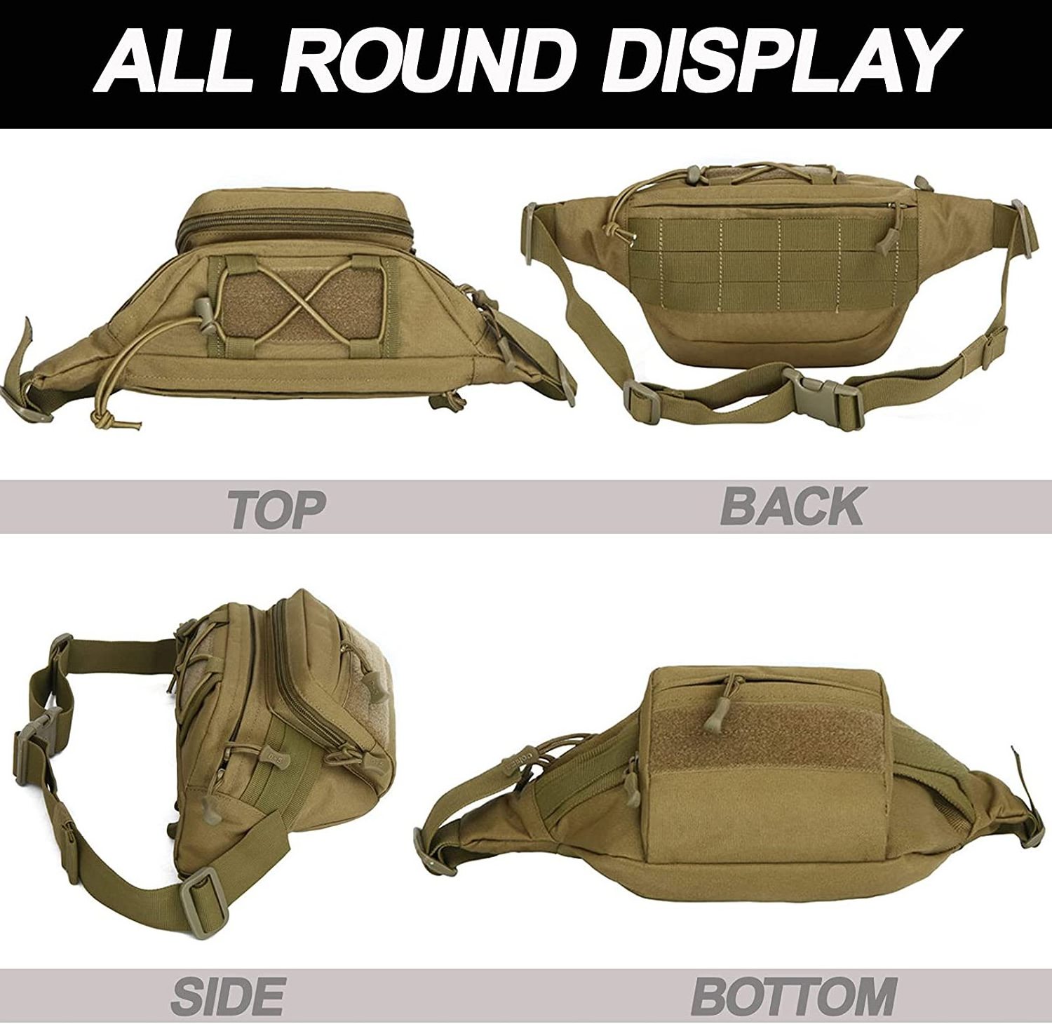 Custom Tactical Fanny Pack, Belt Tactical Waist Bag Hip Belt Bumbag Utility Bags for Outdoor Hiking