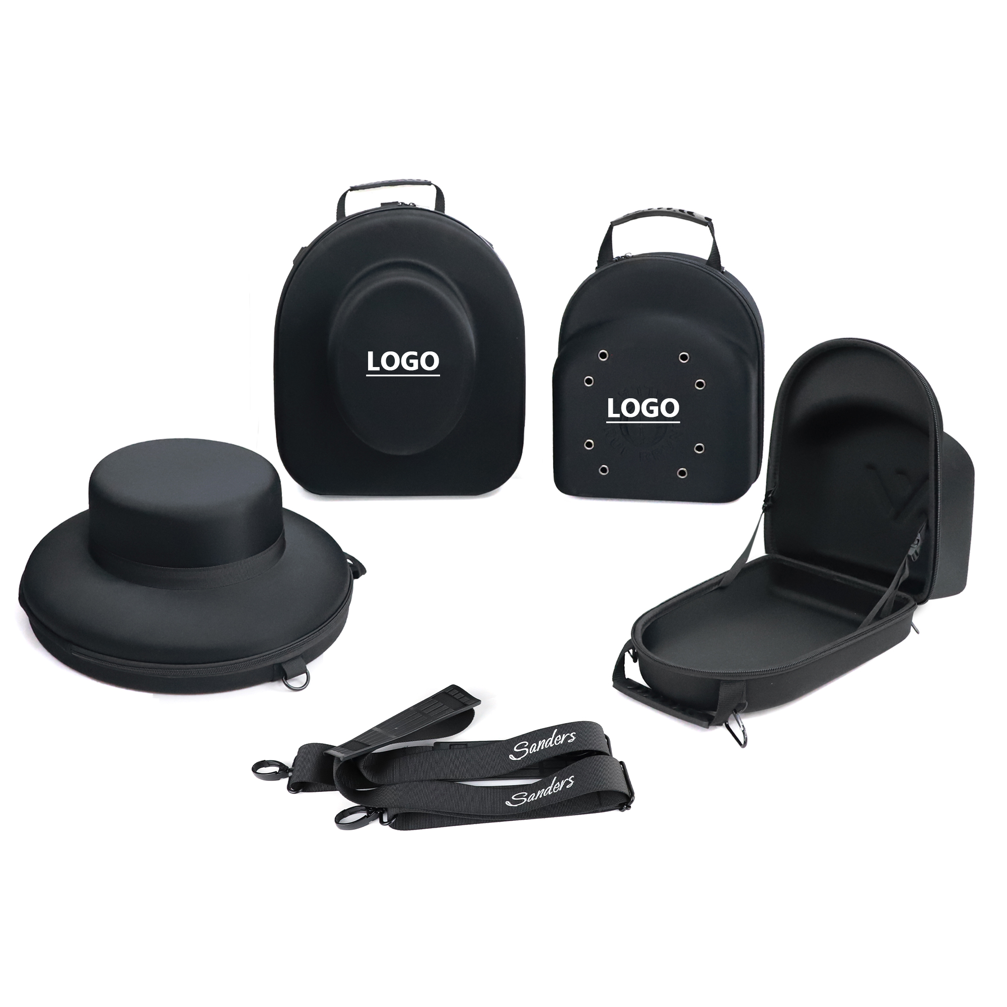 Custom Large Hard Shell Carrying Storage Round Case for Hat, Travel Fedora Hat EVA Case with Shoulder Strap