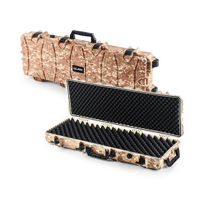 GLARY brown camo fireproof ammo box hard case for guns black plastic gun case box with TSA locks shockproof gun carry case