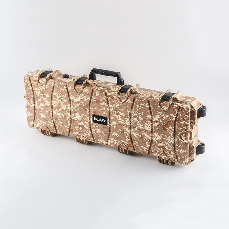 GLARY brown camo fireproof ammo box hard case for guns black plastic gun case box with TSA locks shockproof gun carry case