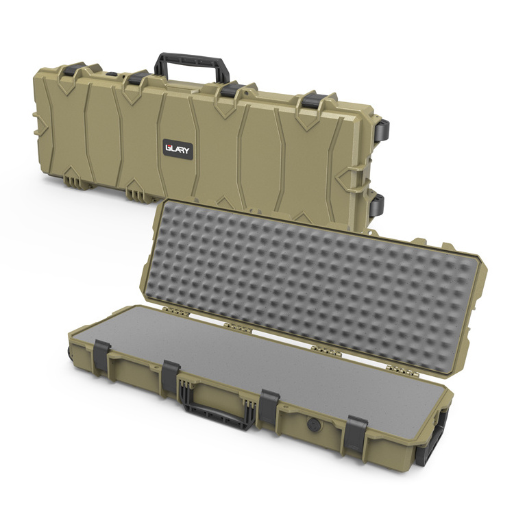 GLARY's Olive Green wholesale gun case waterproof hard plastic case with wheels outdoors stackable gun case box for sports