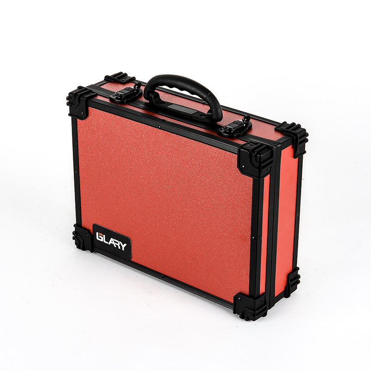 GLARY portable aluminum tool case with wheels hand case box barber case tool box with quality foam handy tool storage box