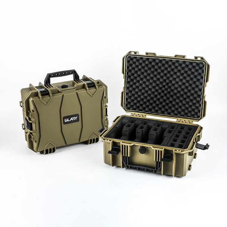 GLARY wholesale tactical hand gun case box hard shell gun storage case box with custom foam rugged gun case equipment box