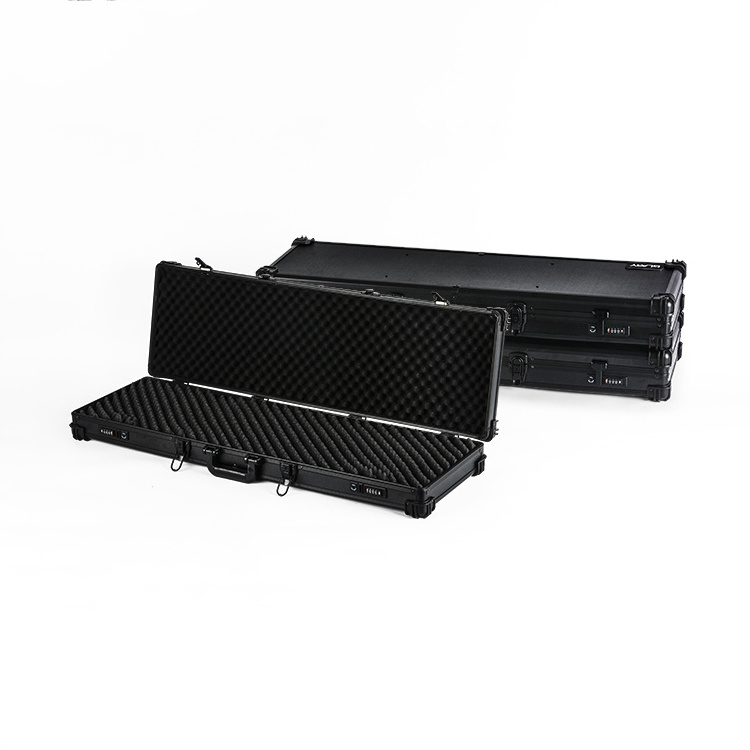 GLARY wholesale stackable gun case boxs with coded locks black scratchproof aluminum gun box tool case for universal usage