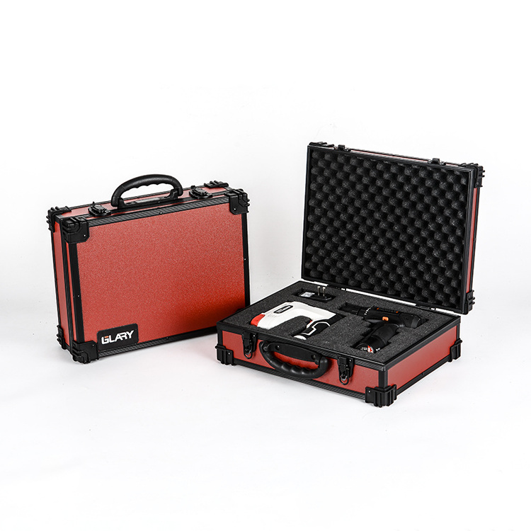 GLARY portable aluminum tool case with wheels hand case box barber case tool box with quality foam handy tool storage box