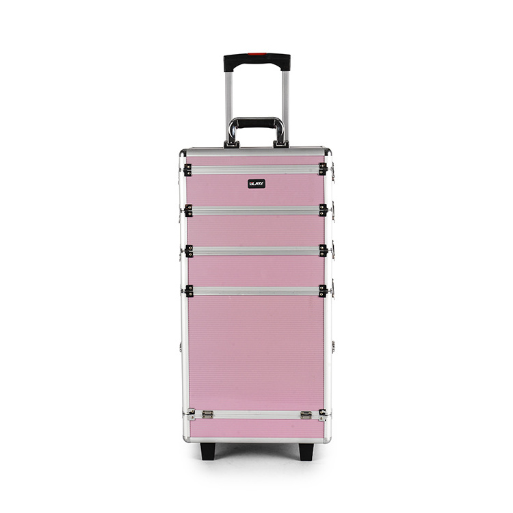 GLARY rolling makeup case box with wheels large professional makeup case for travel multi-functional barber makeup tool case