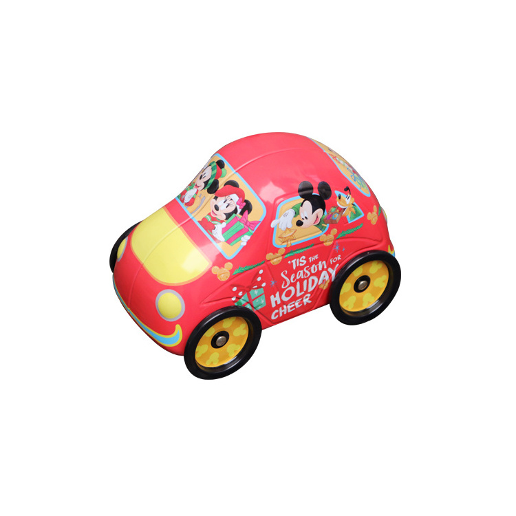 Car shape four wheels kids toys can save small things easy open colorful print tin box