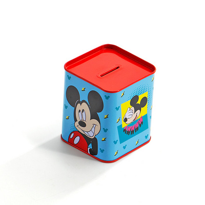 Customized printed tin box coin bank rectangular tin box metal tinplate money tin can